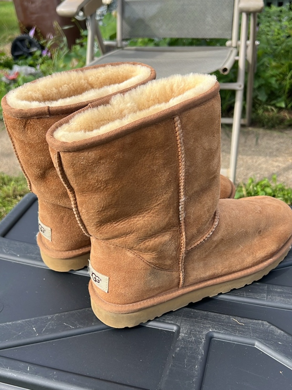 UGG Chestnut Suede Shearling Classic Short Boots